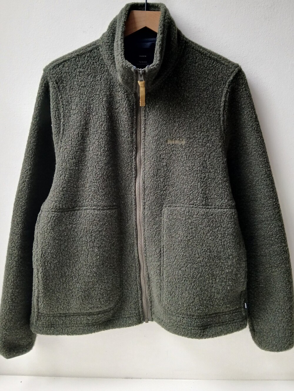 Finisterre Budock Wool Fleece Jacket Olive Green UK 14 US 10